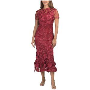 DALIA MACPHEE Short Sleeve 3d Floral Gown